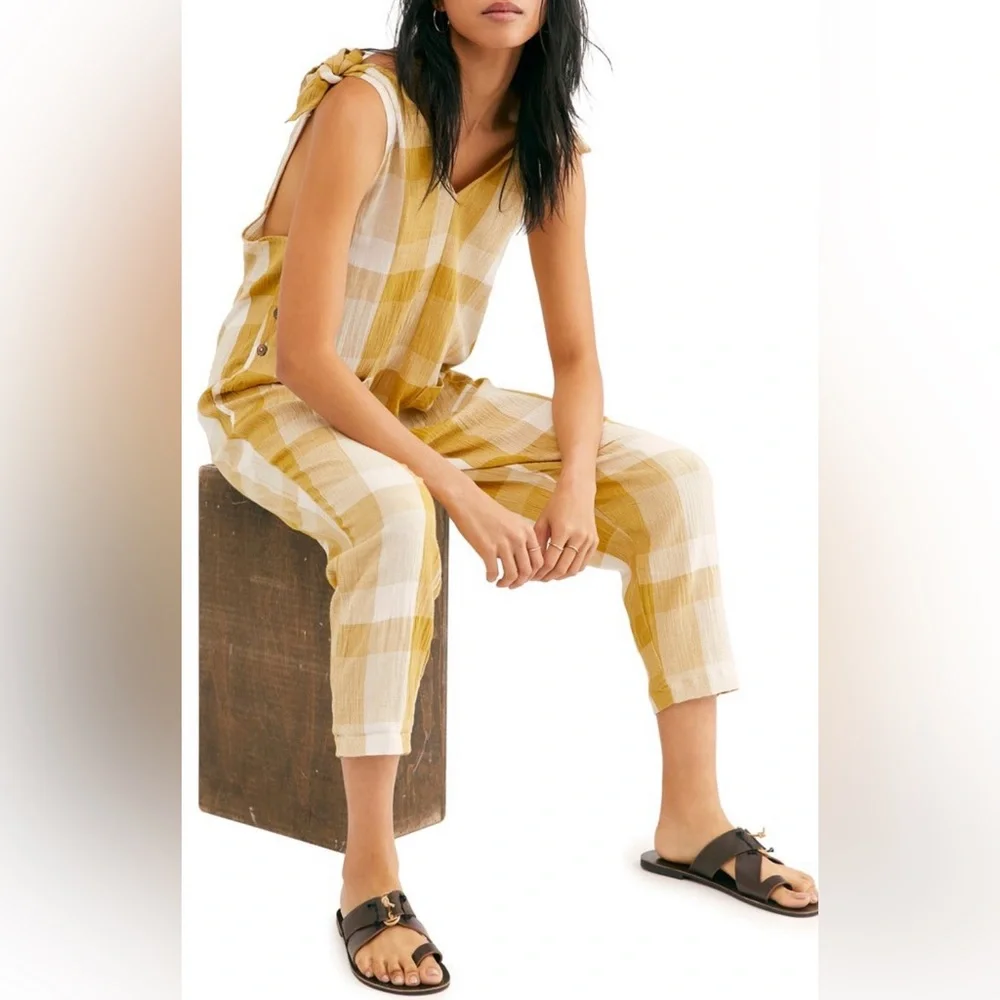 Free People Endless Summer Check Jumpsuit